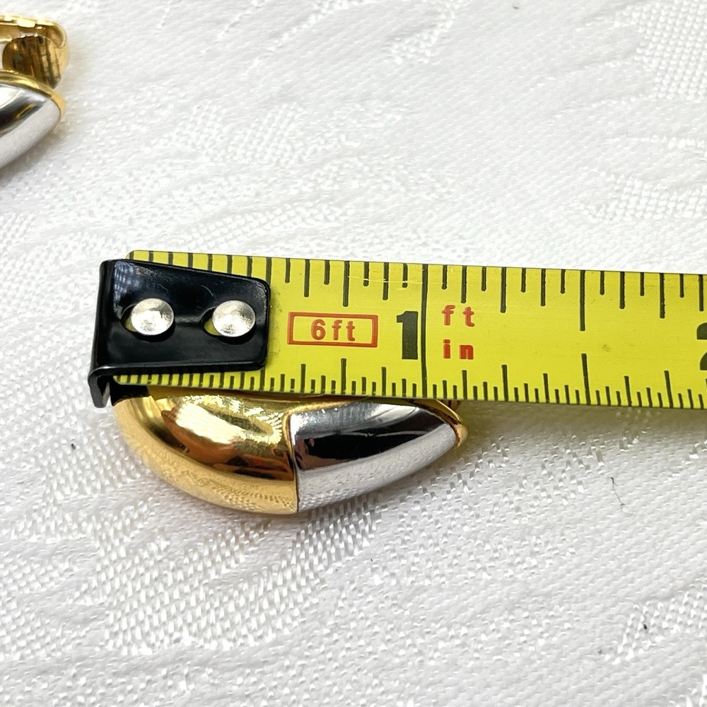 Vintage Givenchy Clip-On Earrings Silver & Gold Tone Signed Paris New York 1976 - Picture 11 of 12